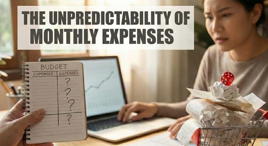 Budget spreadsheet highlighting unpredictable monthly expenses despite stable income