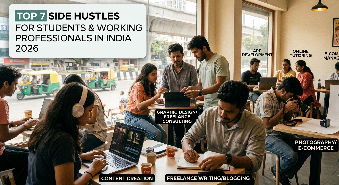 Student and working professional in India exploring best side hustles for extra income in 2026